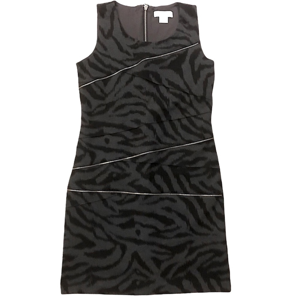 Michael Kors 8 zebra zipper Grey cocktail dress